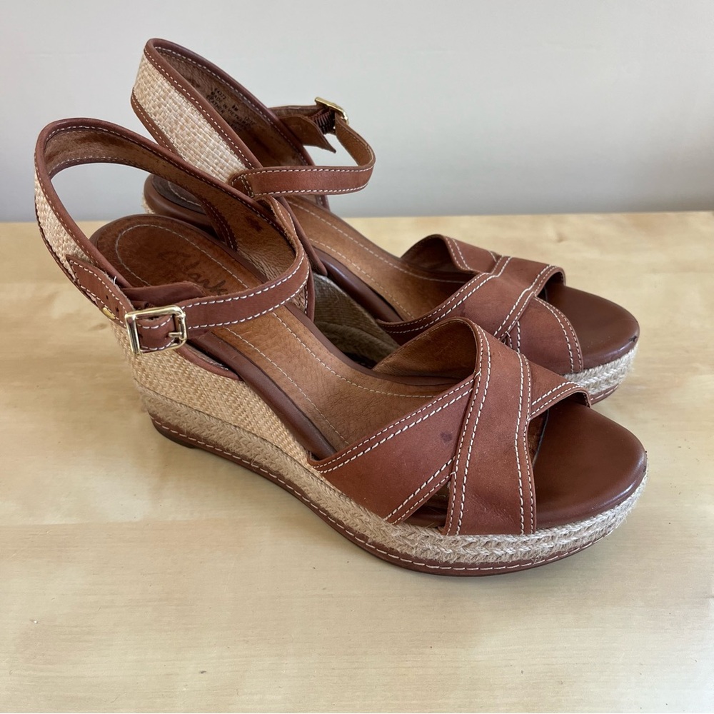 Clarks Brown Wedge Sandals